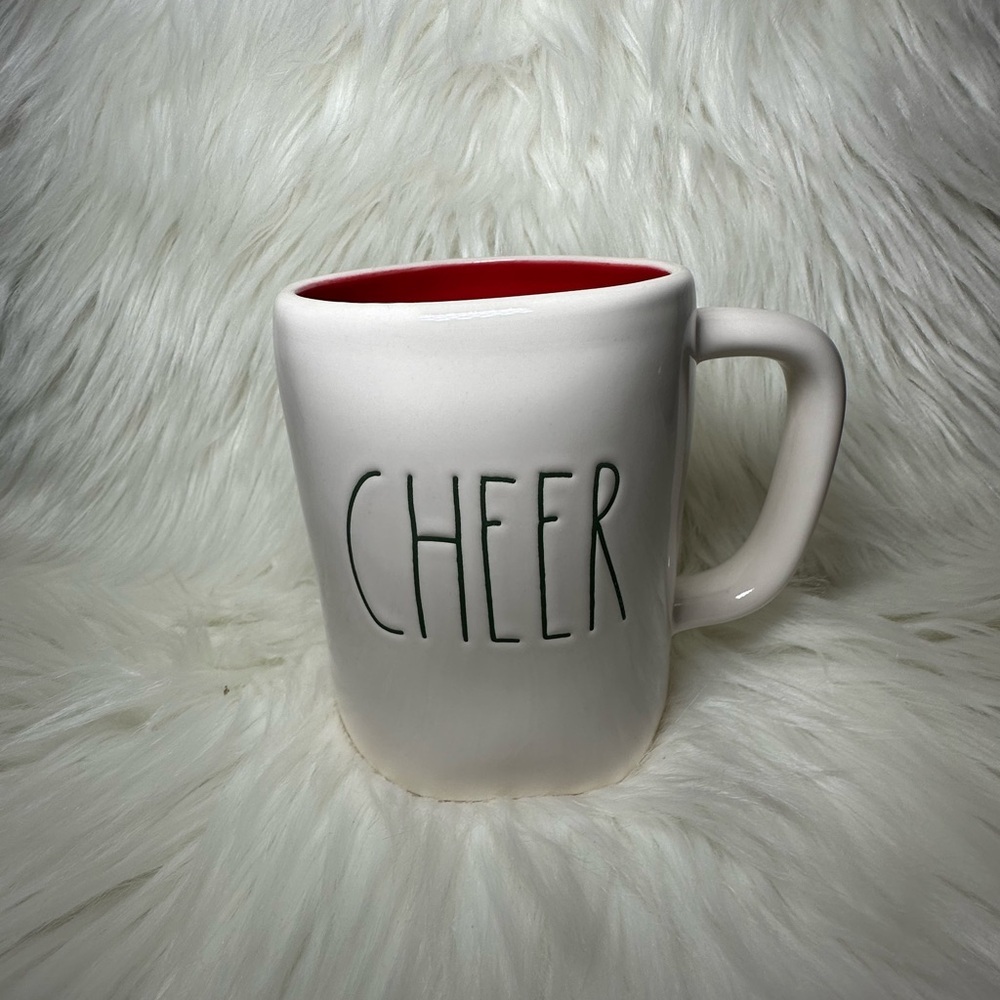 Rae Dunn White Cheer Mug with Red Interior